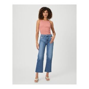 PAIGE Medium Blue Cropped Flare Jeans